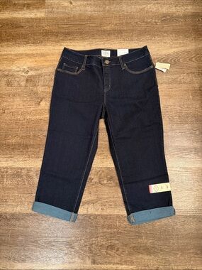 St. John's Bay Dark Indigo Cropped Roll-Cuff Jeans